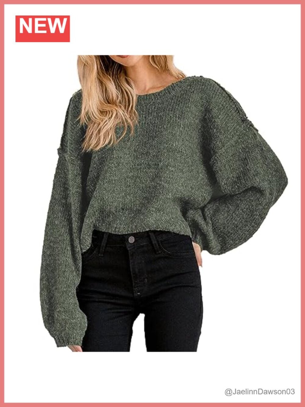 Womens Cropped Sweater Oversized Batwing Loose Fit Fall Winter Pullover